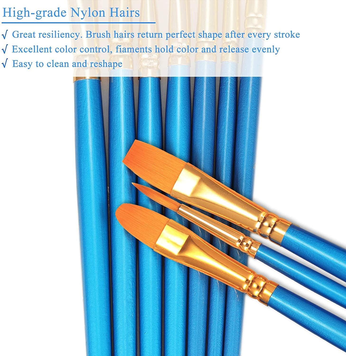 Paint Brushes Set, 2 Pack 20 Pcs round Pointed Tip Paintbrushes Nylon Hair Artist Acrylic Oil Watercolor WoodArtSupply