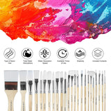 Paint Brushes Set of 24 Pieces Wooden Handles with Canvas Brush Case, Professional for Oil, Acrylic Watercolor WoodArtSupply