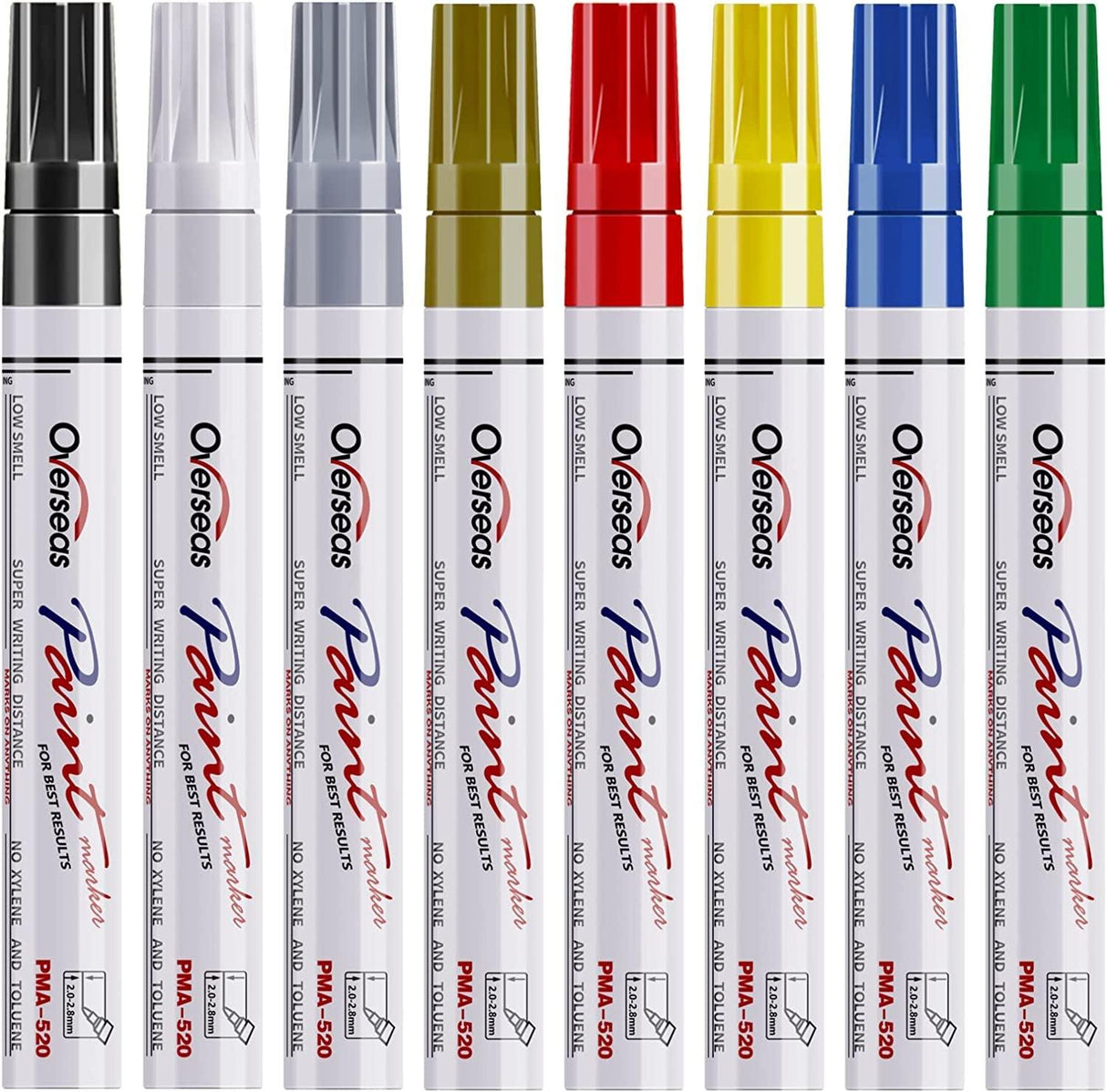 Paint Marker Pens 8 Mixed Colors Oil Based Permanent Waterproof Quick Dry Medium Tip WoodArtSupply