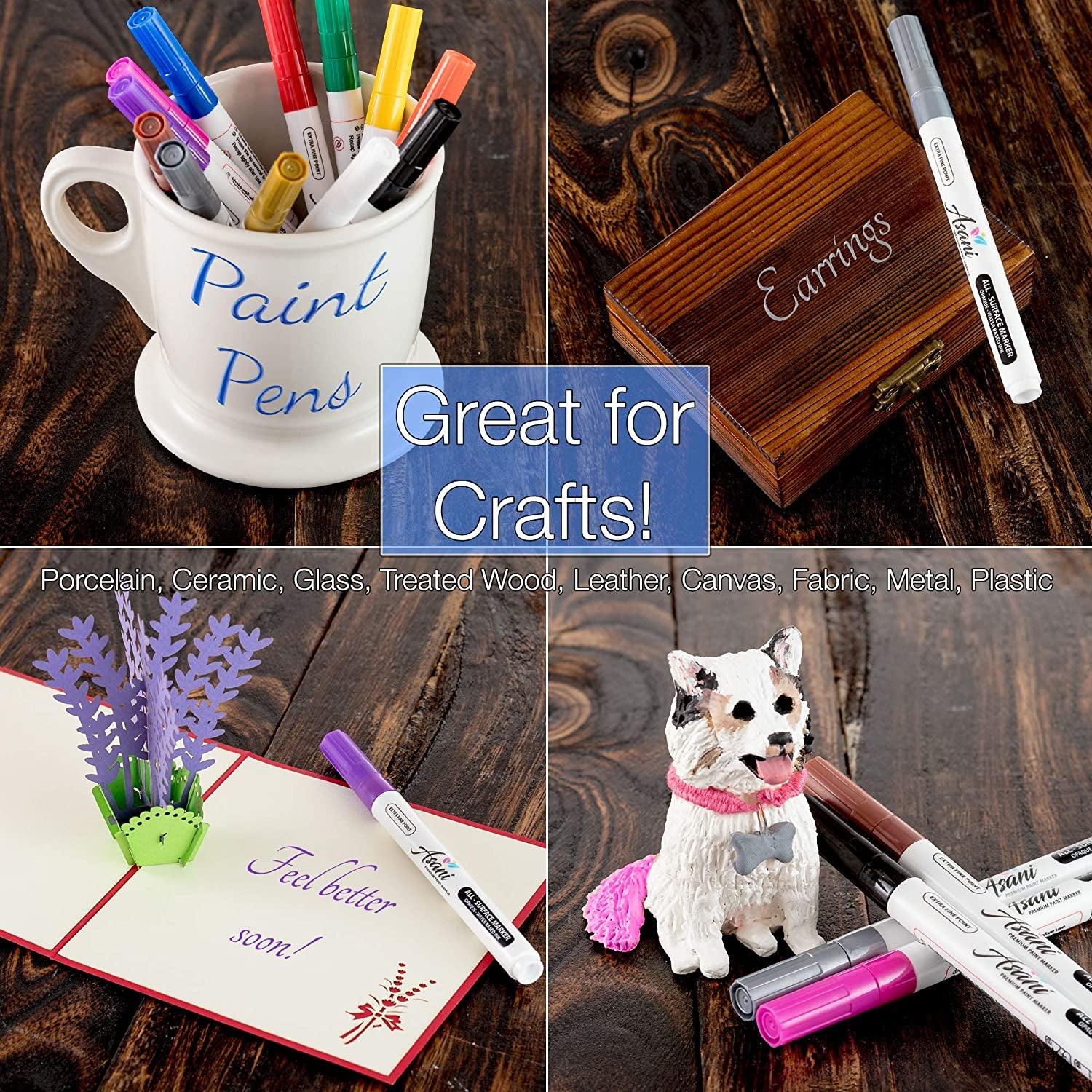 Paint Pens Acrylic Markers Set (12-Color) Rock Painting, Glass, Wood, Porcelain, Ceramic, Fabric, Paper, Kindness Rocks WoodArtSupply