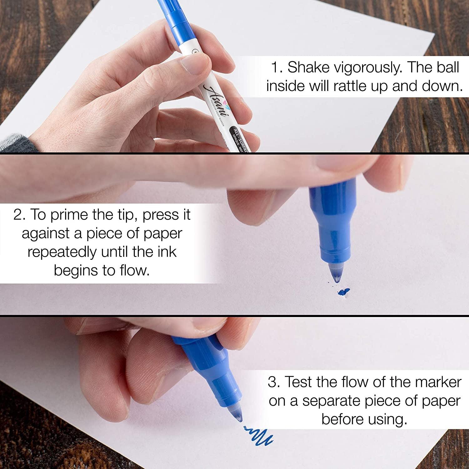 Paint Pens Acrylic Markers Set (12-Color) Rock Painting, Glass, Wood, Porcelain, Ceramic, Fabric, Paper, Kindness Rocks WoodArtSupply