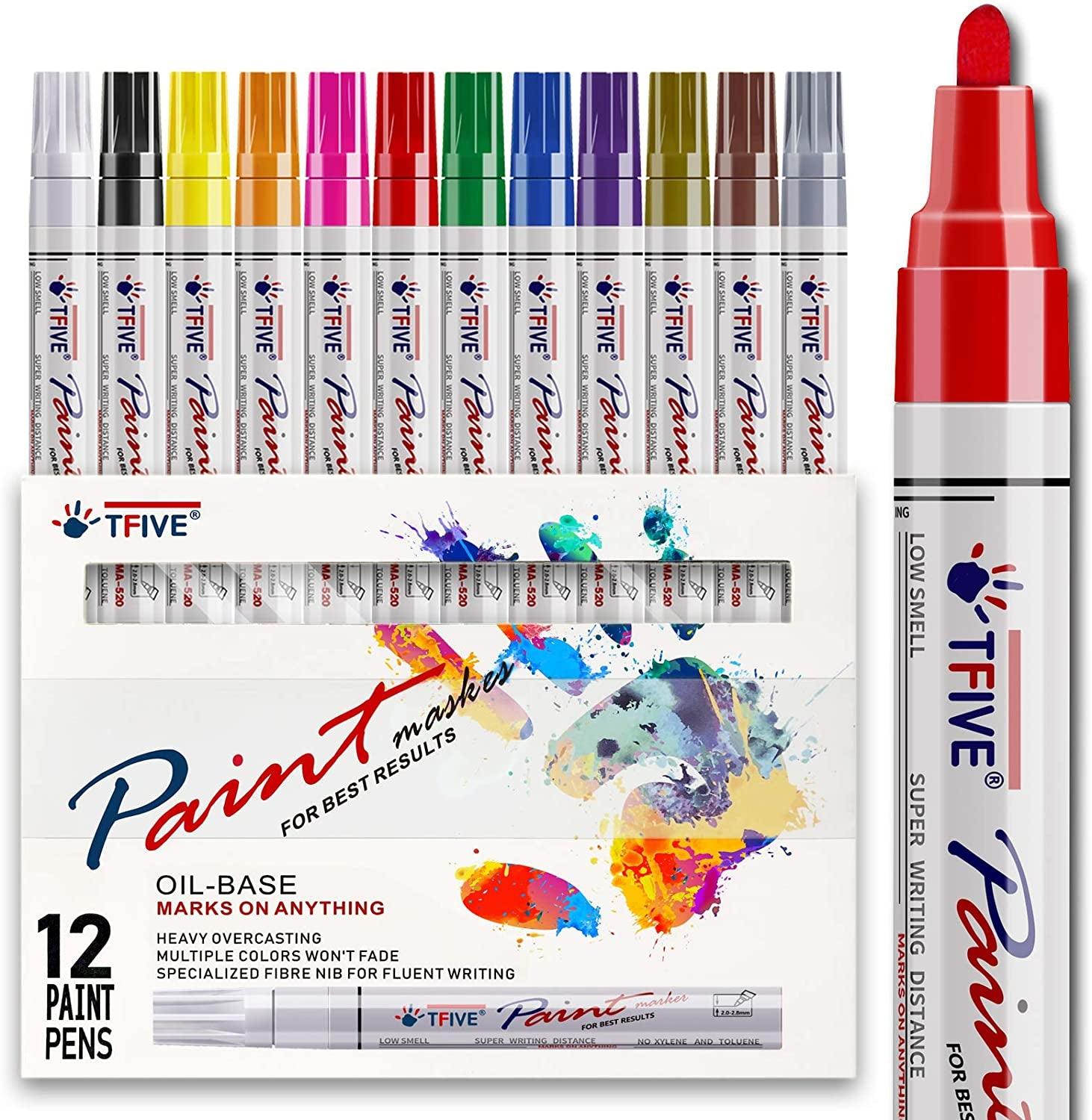 Paint Pens Paint Markers Never Fade Quick Dry and Permanent, 12 Color Oil-Based Waterproof Painting, Ceramic, Wood WoodArtSupply