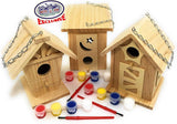 Paint Your Own Small Wooden Birdhouses (Includes Paints & Brushes) Gift Set Bundle - 3 Pack WoodArtSupply
