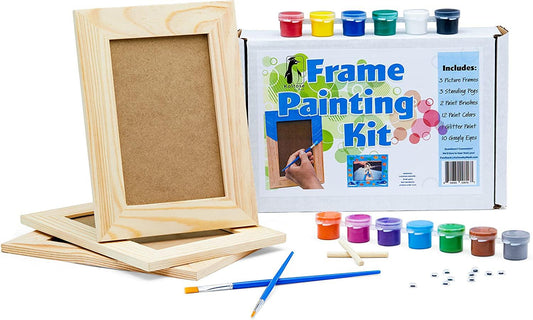 Picture Frame Painting Craft Kit, DIY Arts and Crafts Kit, 3 Unfinished Solid Wood Picture Frames (6X4 Photos) - WoodArtSupply