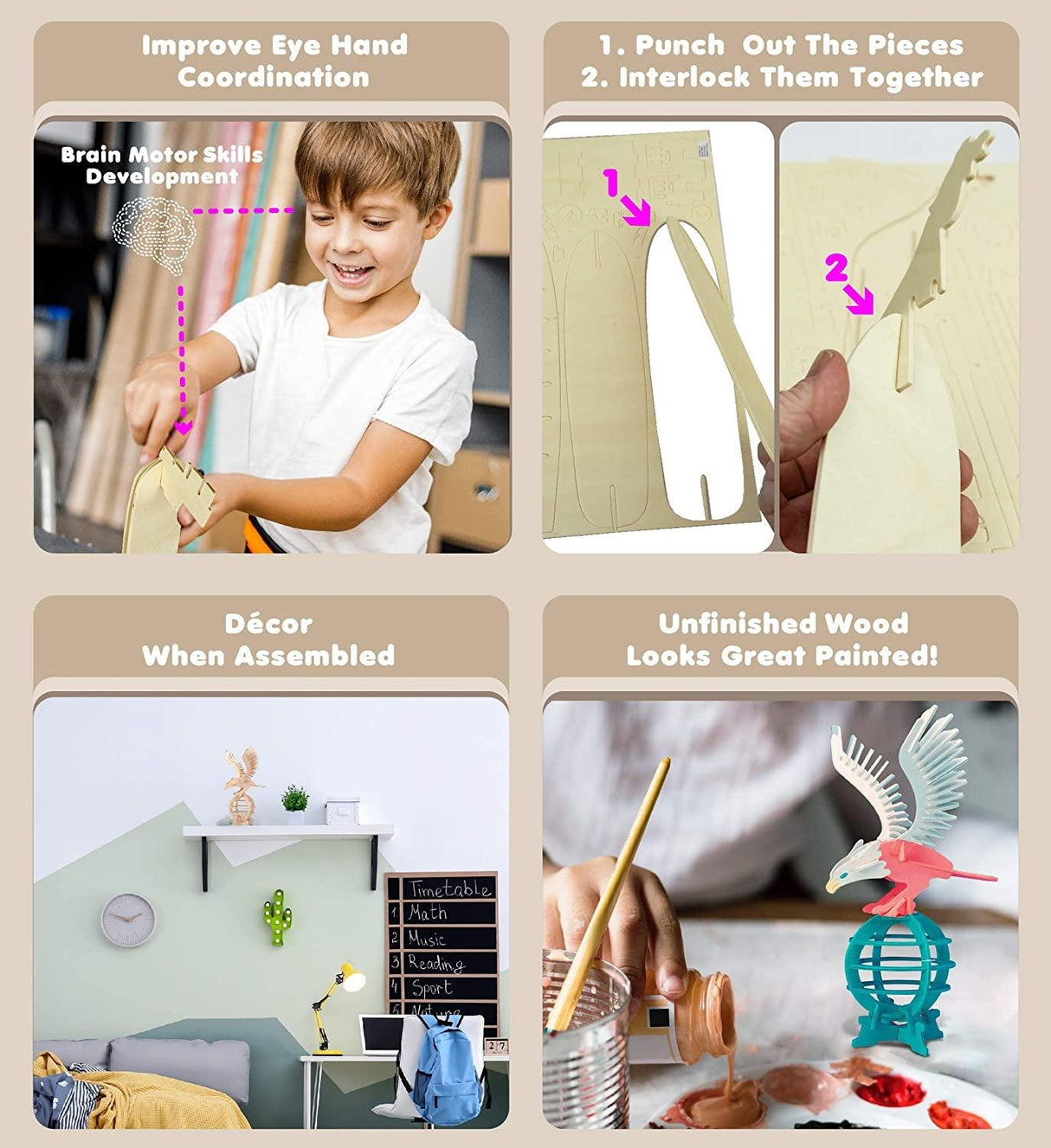 Eagle 3D Wooden Puzzle Craft Kit – Unique & Educational Model for Creative Minds WoodArtSupply