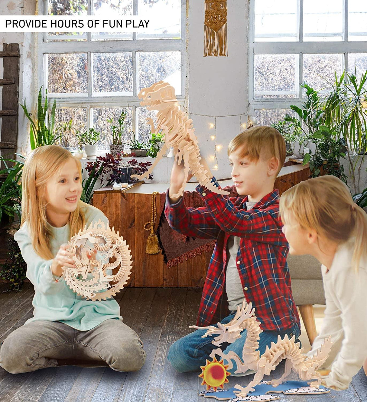 Lucky Dragon & Phoenix 3D Wooden Puzzle Model Kit WoodArtSupply