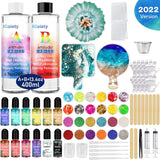 Resin Coaster Molds Silicone Kit Cutting Serving Board Mold with DIY Geode Tray Molds Pigments Tools 82 Pcs WoodArtSupply