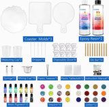 Resin Coaster Molds Silicone Kit Cutting Serving Board Mold with DIY Geode Tray Molds Pigments Tools 82 Pcs WoodArtSupply