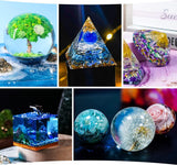 Resin Kits and Molds Complete Set, 16OZ Resin Molds Silicone Kit Bundle with Sphere, Pyramid Molds, Glitter and Dried Flowers WoodArtSupply