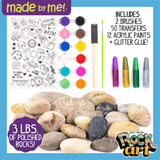 Rock Art Kit Painting Arts and Crafts Kit, 3 Pounds of Rocks and 12 Paints, Great Summer Activity WoodArtSupply