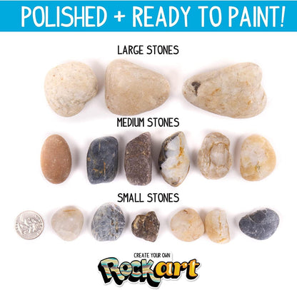 Rock Art Kit Painting Arts and Crafts Kit, 3 Pounds of Rocks and 12 Paints, Great Summer Activity - WoodArtSupply