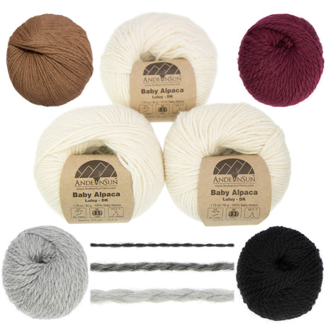 (Set of 3 - Solid Color)100% Baby Alpaca Yarn Not Wool [328 Yards Total] Ivory, #3 DK AndeanSun
