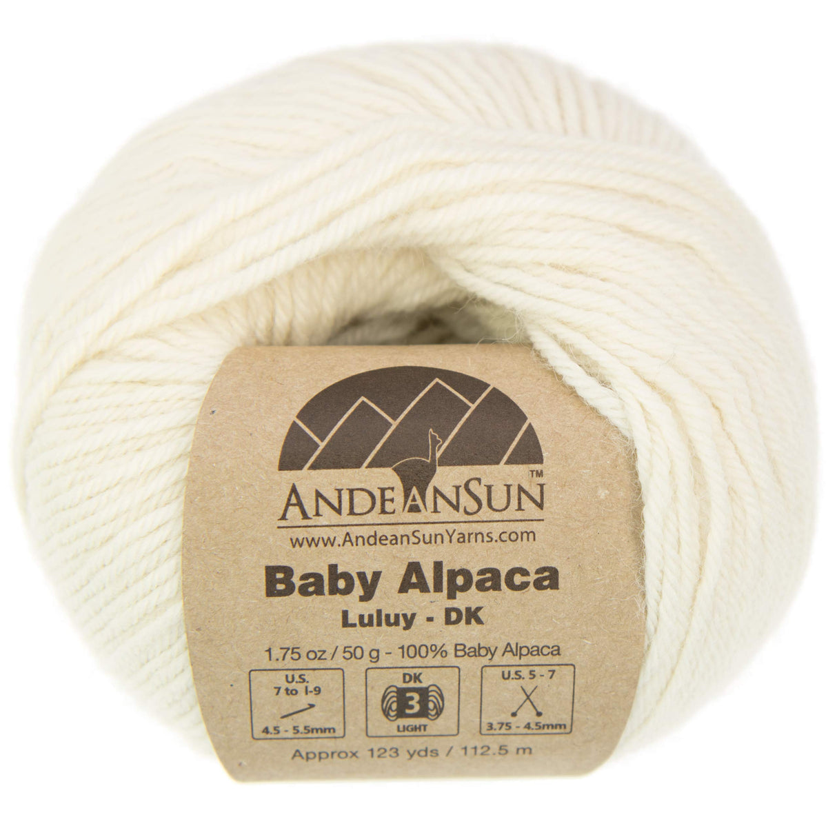 (Set of 3 - Solid Color)100% Baby Alpaca Yarn Not Wool [328 Yards Total] Ivory, #3 DK AndeanSun