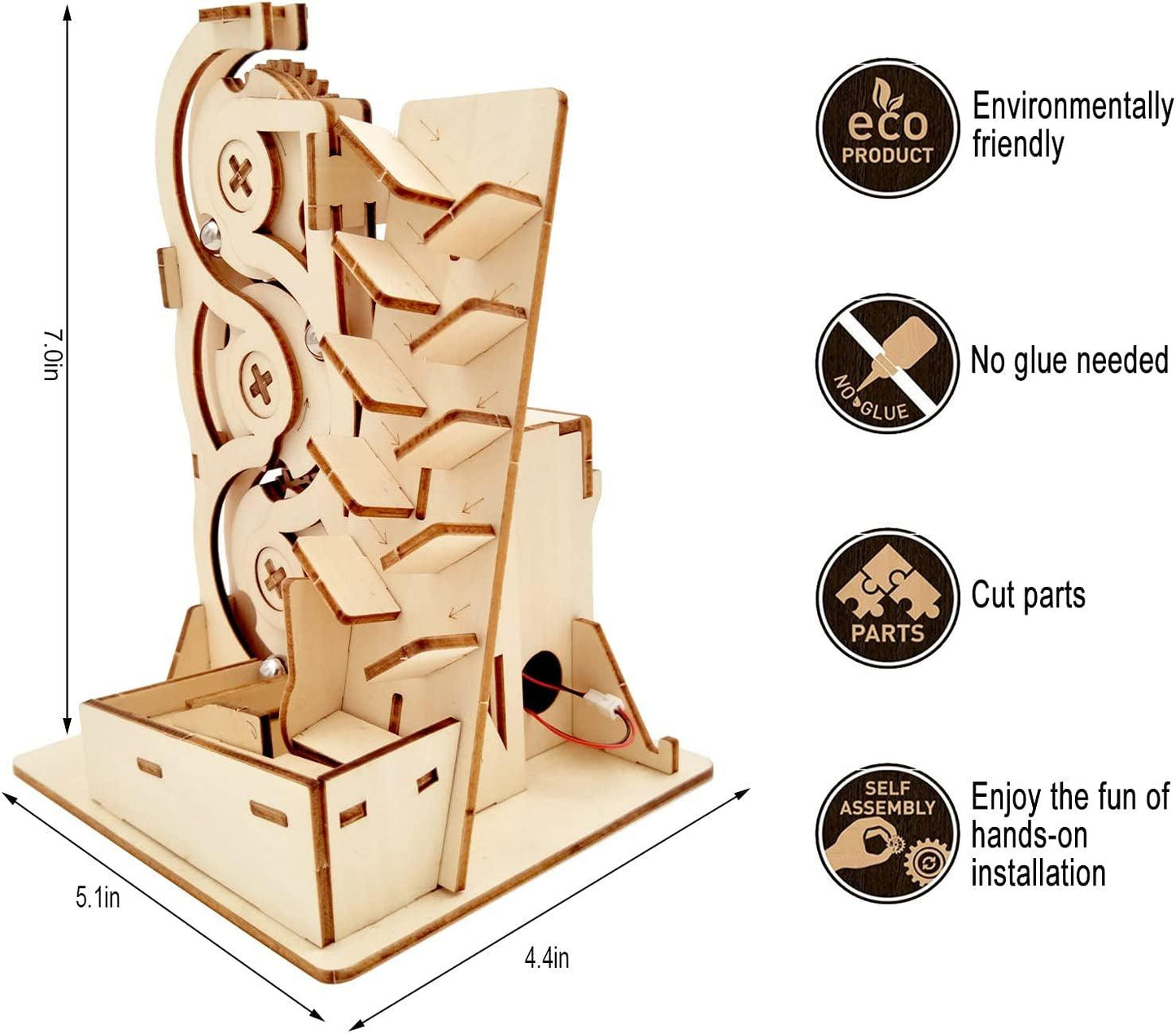 Solar 3D Wooden Puzzle Marble Run DIY Model Kit Craft Sets Educational Wood Mechanical Building Toys STEM Science Experiments - WoodArtSupply