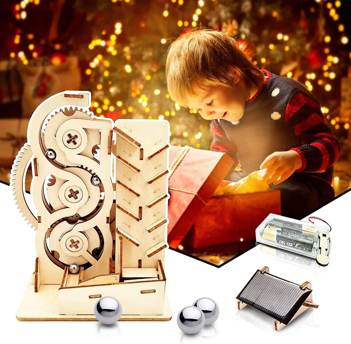 Solar 3D Wooden Puzzle Marble Run DIY Model Kit Craft Sets Educational Wood Mechanical Building Toys STEM Science Experiments WoodArtSupply