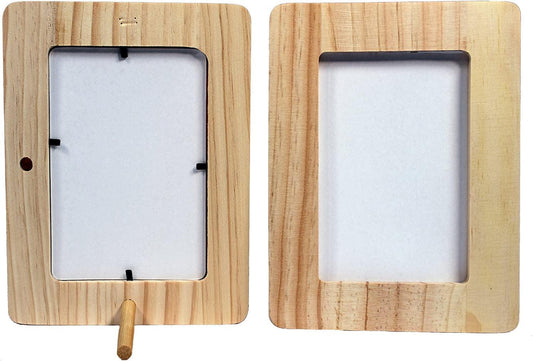 Unfinished 1/2 Inch Thick Wood Craft Picture Frame Holds 4X6 Inch Photo - Peg Stand Included - WoodArtSupply