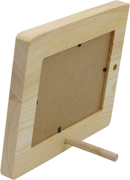 Unfinished 1/2 Inch Thick Wood Craft Picture Frame Holds 4X6 Inch Photo - Peg Stand Included - WoodArtSupply