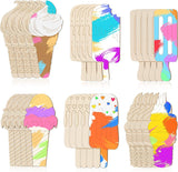 Unfinished Ice Cream Wood Cutouts Summer DIY Cutouts for Crafts Wooden Decor Art Paint 6 Styles(30 Pieces) WoodArtSupply