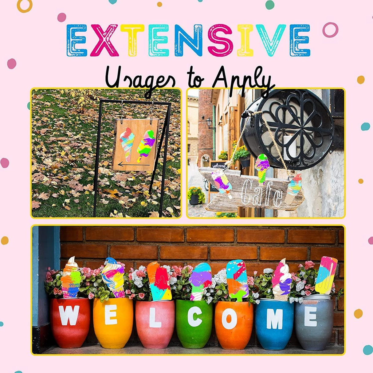 Unfinished Ice Cream Wood Cutouts Summer DIY Cutouts for Crafts Wooden Decor Art Paint 6 Styles(30 Pieces) WoodArtSupply