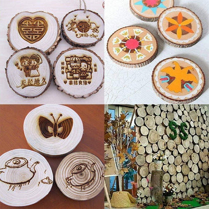 Unfinished Natural with Tree Bark Wood Slices 10 Pcs 4.2-4.7" Disc Coasters Wood Pieces Craft Wood Kit Circles DIY - WoodArtSupply