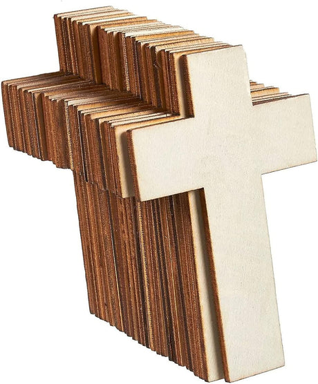 Unfinished Wood Cutout 25-Pack Cross Shaped for Wooden Craft DIY Projects, Sunday School, Church, Home 2.7 X 4.2" WoodArtSupply