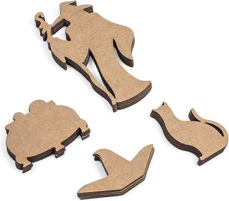 Unfinished Wood Cutouts, Witch Halloween Decorations (24 Pack) WoodArtSupply