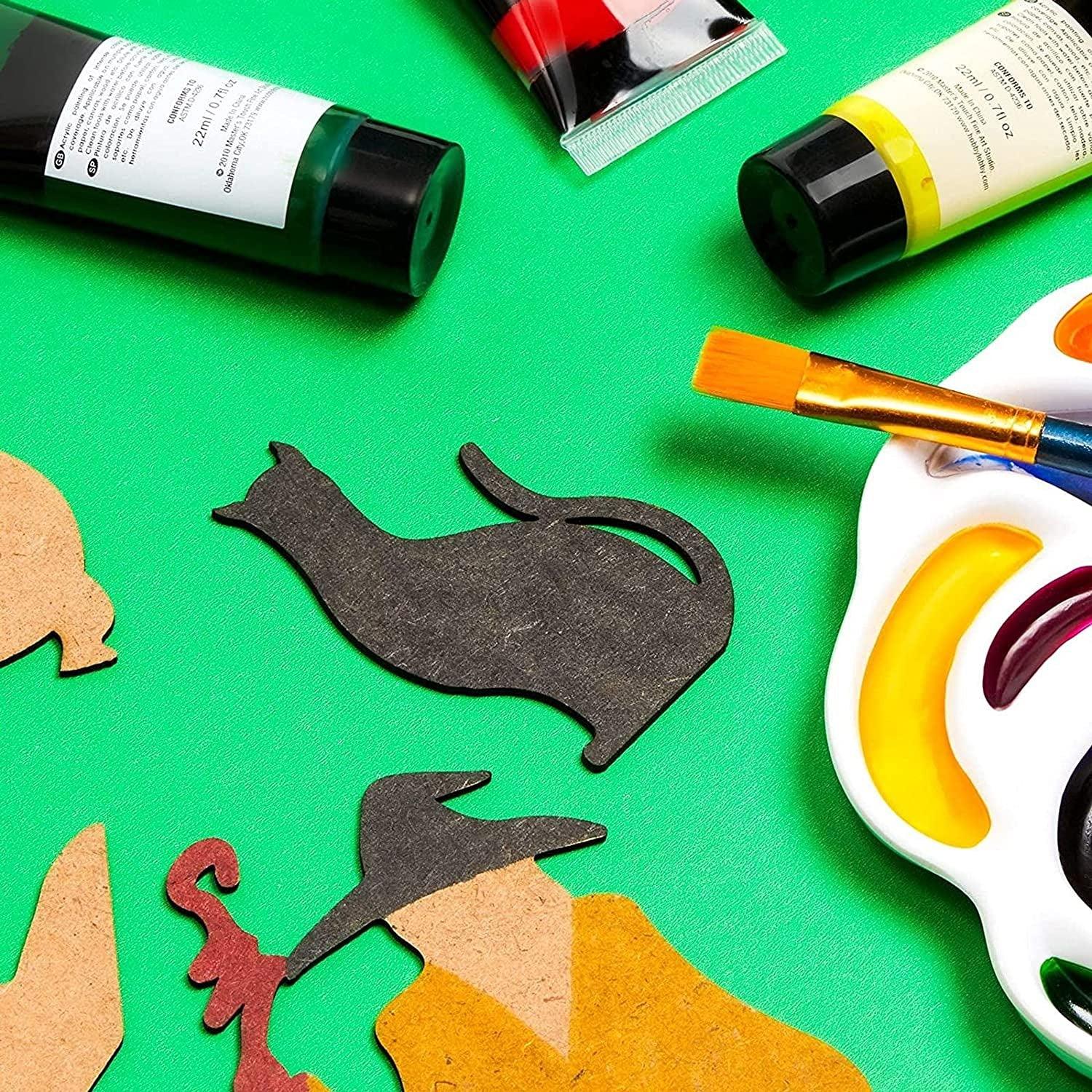 Unfinished Wood Cutouts, Witch Halloween Decorations (24 Pack) WoodArtSupply