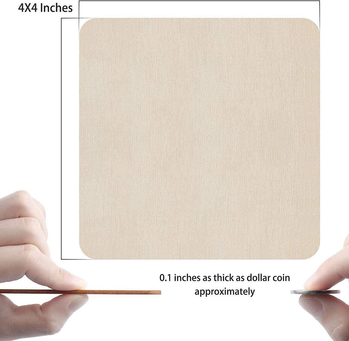 Unfinished Wood Pieces, 50Pcs 4 X 4 Inch Blank Natural Wood Square Wooden Cutouts Board WoodArtSupply