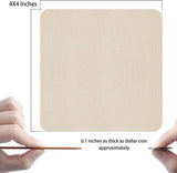 Unfinished Wood Pieces, 50Pcs 4 X 4 Inch Blank Natural Wood Square Wooden Cutouts Board WoodArtSupply