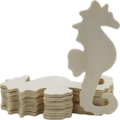 Unfinished Wood Seahorse Cutout Shapes, 5 Inch Tall, Ready to Paint or Decorate, Pack of 12 - WoodArtSupply