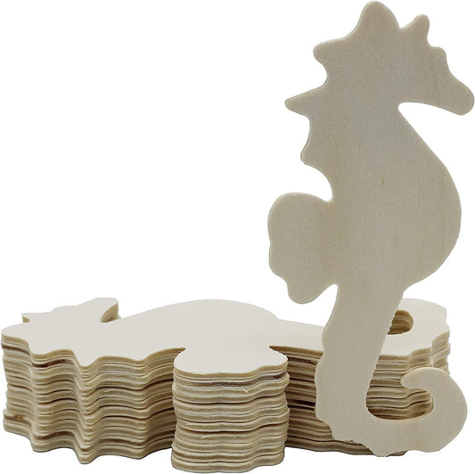 Unfinished Wood Seahorse Cutout Shapes, 5 Inch Tall, Ready to Paint or Decorate, Pack of 12 - WoodArtSupply