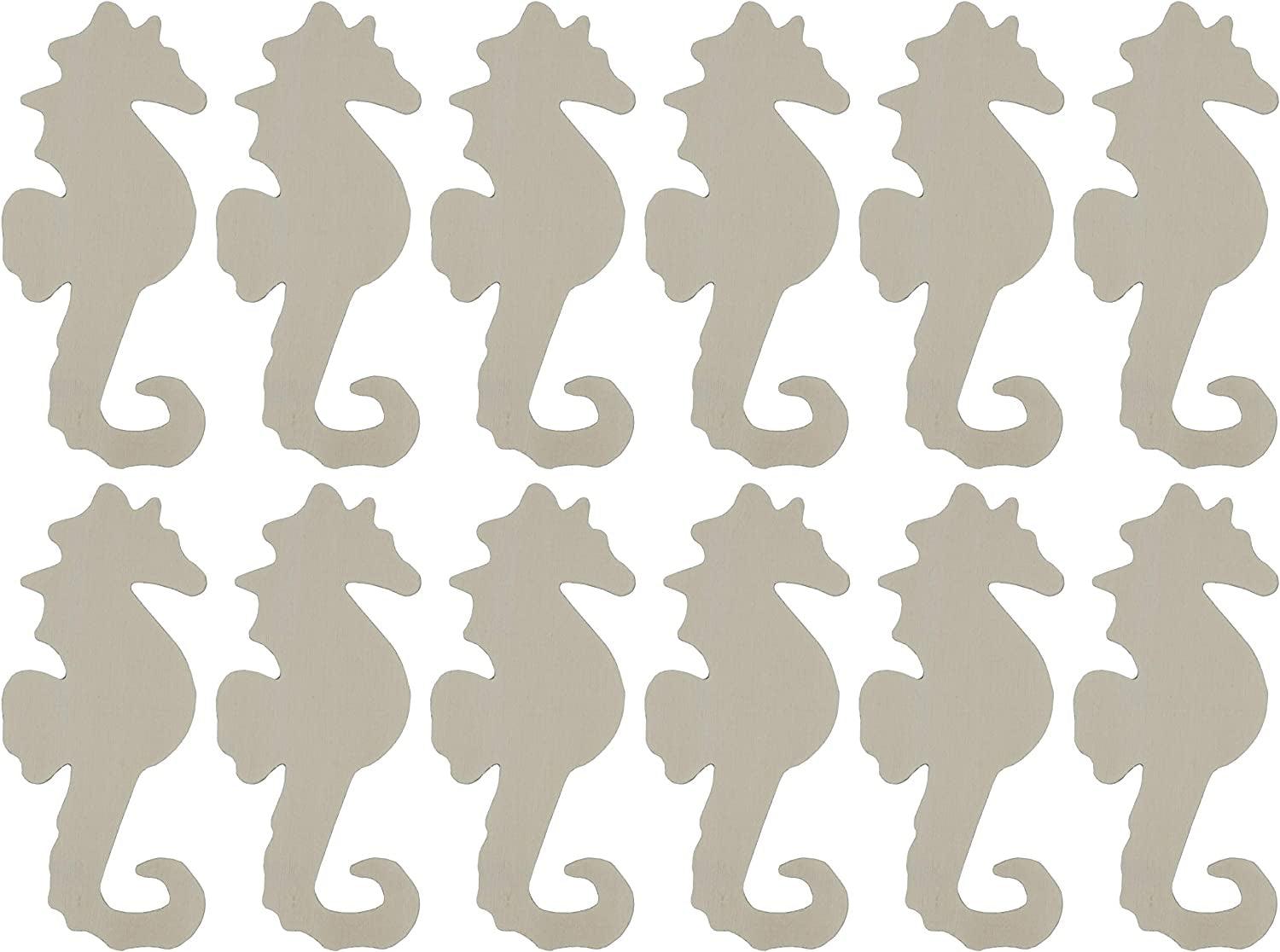 Unfinished Wood Seahorse Cutout Shapes, 5 Inch Tall, Ready to Paint or Decorate, Pack of 12 - WoodArtSupply