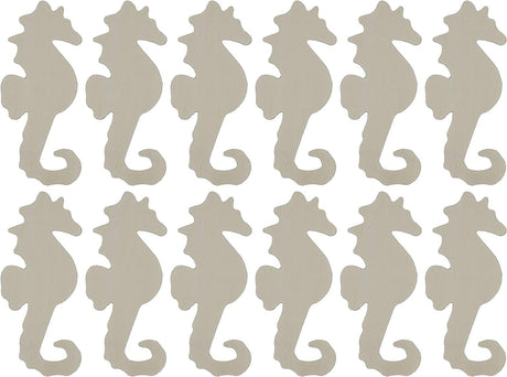 Unfinished Wood Seahorse Cutout Shapes, 5 Inch Tall, Ready to Paint or Decorate, Pack of 12 WoodArtSupply