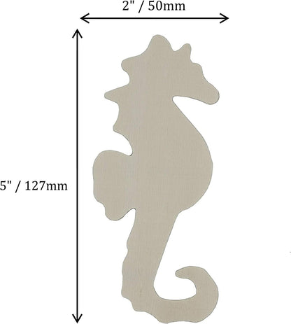 Unfinished Wood Seahorse Cutout Shapes, 5 Inch Tall, Ready to Paint or Decorate, Pack of 12 - WoodArtSupply