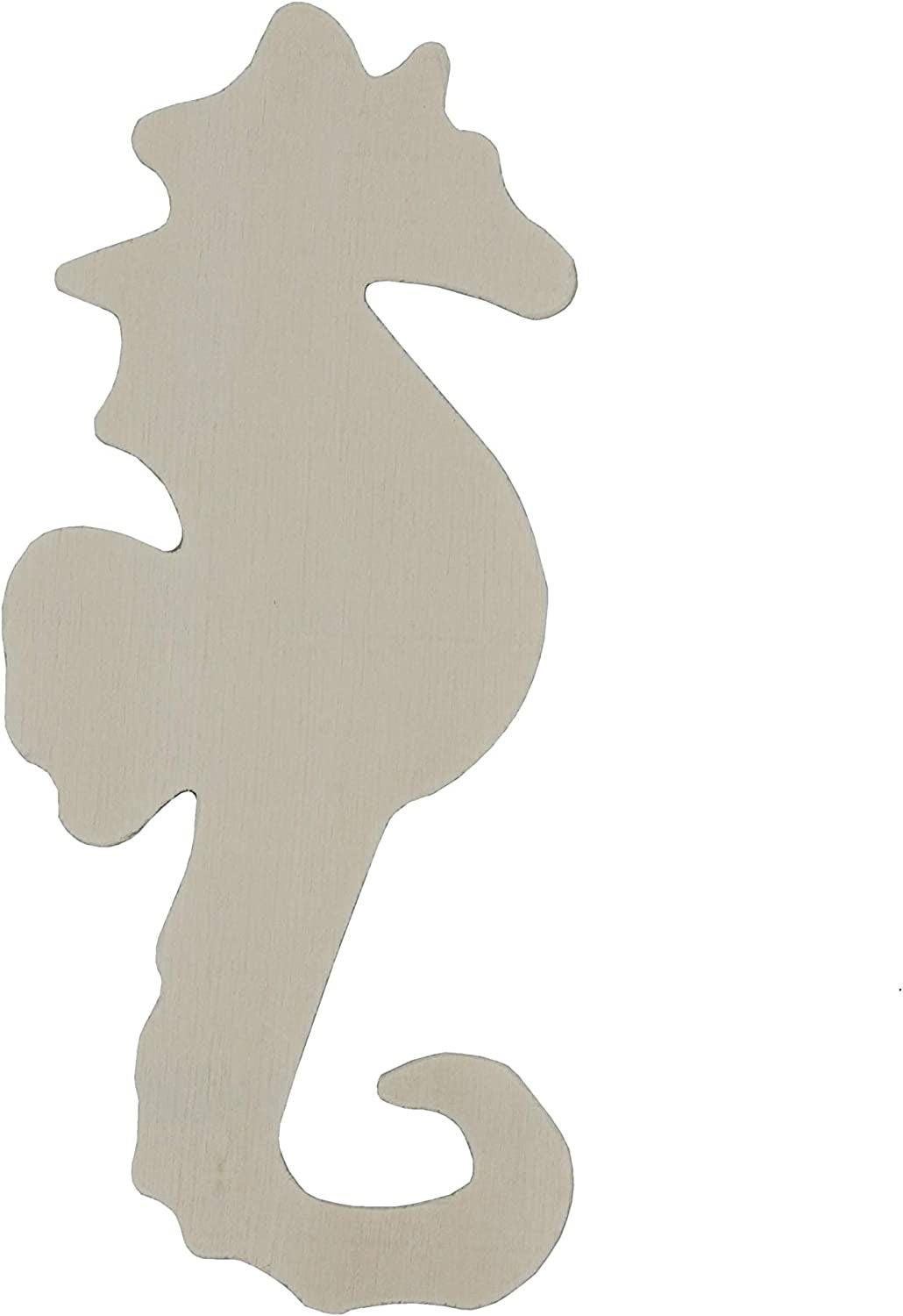 Unfinished Wood Seahorse Cutout Shapes, 5 Inch Tall, Ready to Paint or Decorate, Pack of 12 - WoodArtSupply