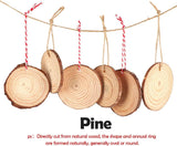 Unfinished Wood Slices 50 Pcs 2.4"-2.8" Natural Rounds with Pre-Drilled Hole and 66 Feet Twine String WoodArtSupply