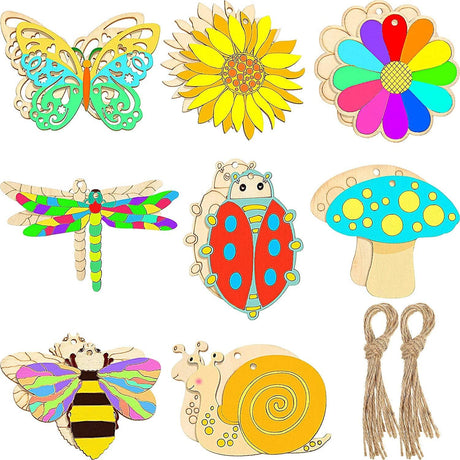 Unfinished Wooden Cutouts Butterfly Wood Slices Flower Wood Cutouts Blank Wooden Paint Crafts Kids WoodArtSupply