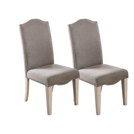 Upholstered Dining Chair with Nailhead Trim and Camel Back - Set of 2 HouseOfZazla