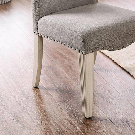 Upholstered Dining Chair with Nailhead Trim and Camel Back - Set of 2 HouseOfZazla