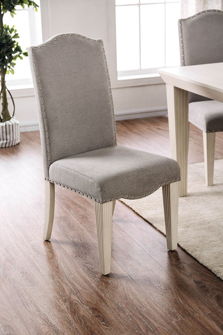 Upholstered Dining Chair with Nailhead Trim and Camel Back - Set of 2 HouseOfZazla