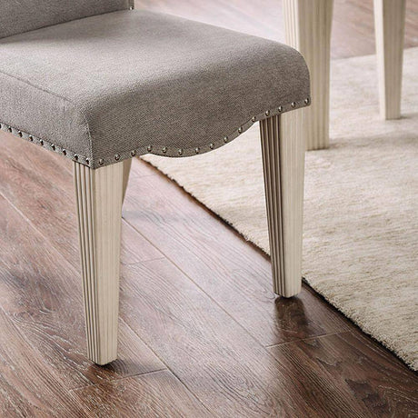 Upholstered Dining Chair with Nailhead Trim and Camel Back - Set of 2 HouseOfZazla