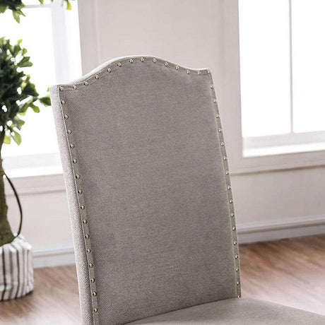 Upholstered Dining Chair with Nailhead Trim and Camel Back - Set of 2 HouseOfZazla