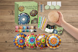 Mandala Rock Painting Kit – 5 Large Wooden Rocks with Dotting Tools & Stencils for Adults WoodArtSupply