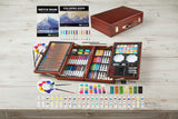 139‑Piece Art Supplies Kit – Sketch Pads, Colored Pencils, Oil Pastels & Watercolors (Brown) WoodArtSupply