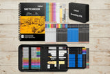 176‑Piece Art Supplies Sketching Kit with 3‑Color Sketchbook, Graphite, Charcoal, Watercolor & Metallic Pencils WoodArtSupply