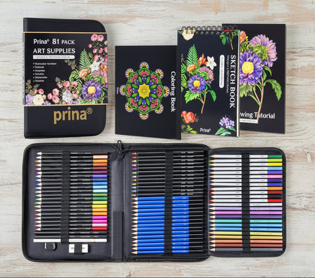 81‑Piece Sketching Kit – Graphite, Charcoal & Watercolor Pencils with Sketchbook WoodArtSupply