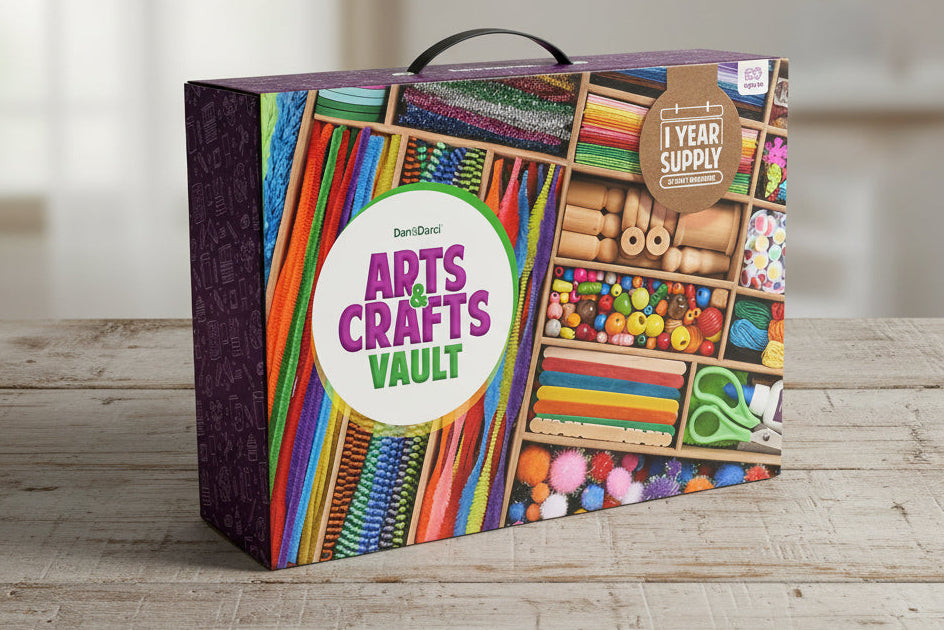 Arts & Crafts Vault – All‑in‑One Craft Supplies Kit in a Box for Kids Ages 4–12 – Creative Crafting Set & Gift Idea WoodArtSupply
