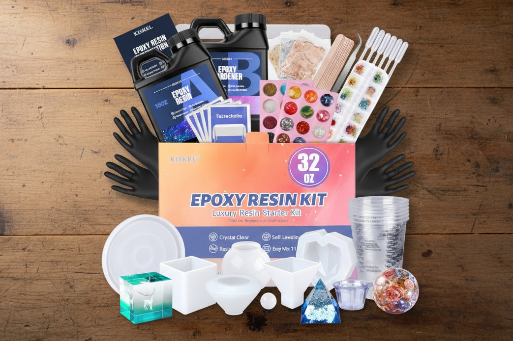 32 oz Epoxy Resin Kit with Molds for Beginners, Dried Flowers, Measuring Cups & Complete Resin Craft Supplies WoodArtSupply