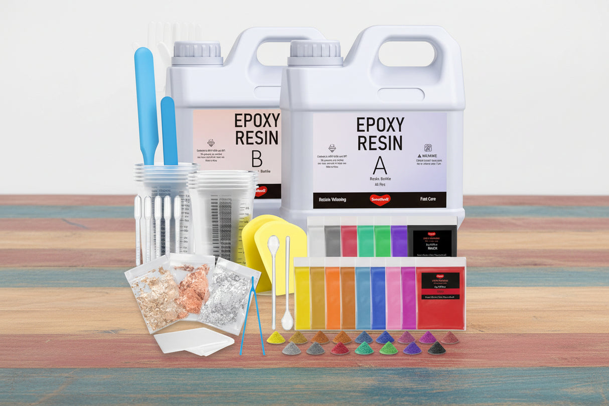 80 oz Crystal Clear Epoxy Resin Kit, 1:1 Ratio with Mica Colors & Accessories WoodArtSupply