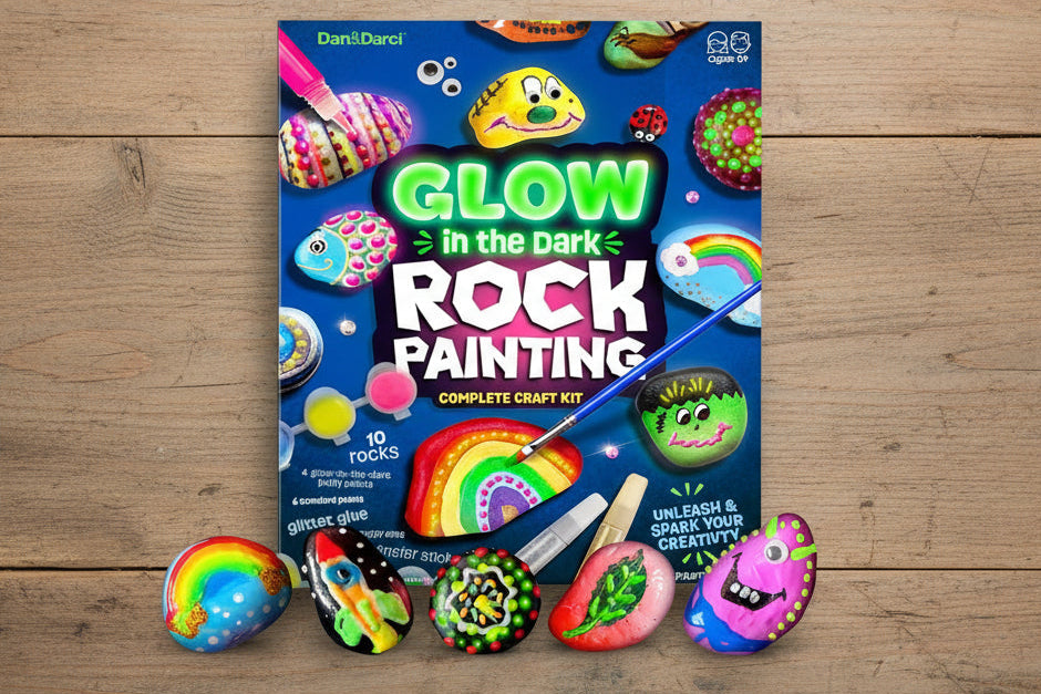 Glow in the Dark Rock Painting Kit for Kids – Creative Craft Activity Set & Easter Gift for Ages 6–12 WoodArtSupply